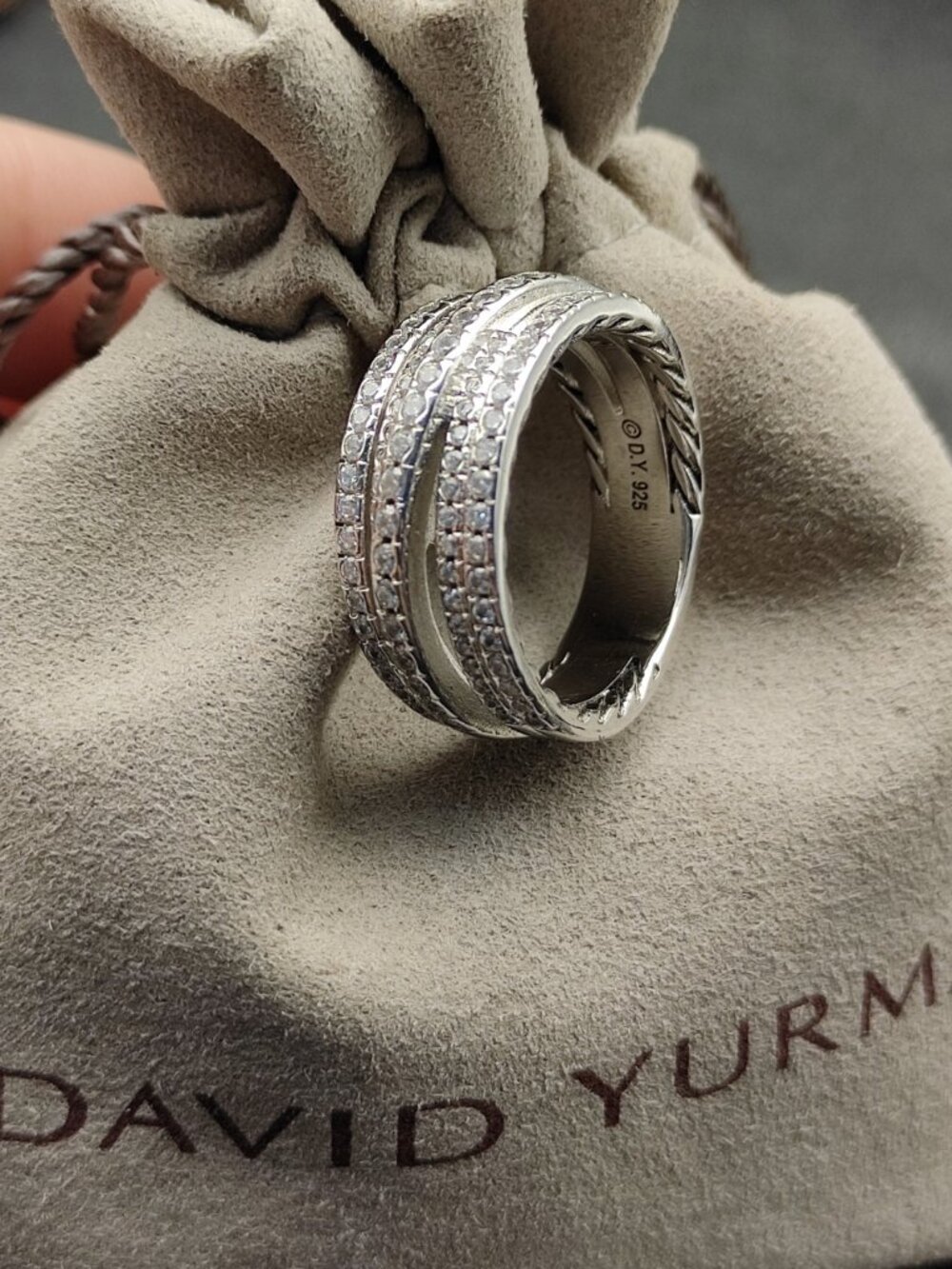 💯💯💯David Yurman full diamond cross ring. Sizes: 6-7-8-9 - Picture 4 of 6